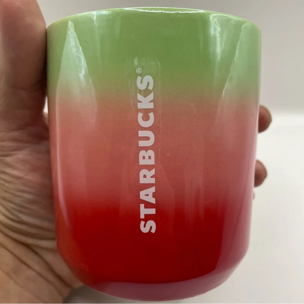 Starbucks Green-Pink-Red Ombre Watermelon 8-oz Travel Tumbler w/Lid